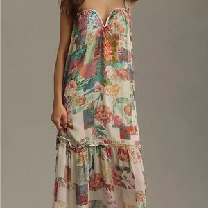 Anthropologie chiffon shift midi dress
